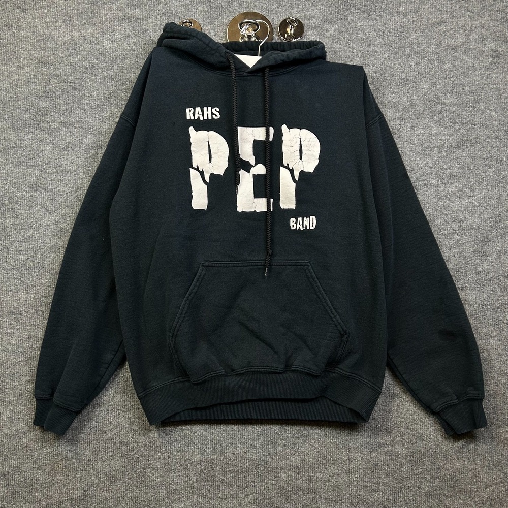 Gildan Hoodie Mens Medium Black Good Graphic PEP Band Fleece Pullover